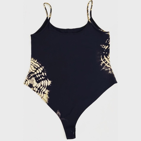 Custom Plus Size Reverse Tie Dye Black Bodysuit 2X - Picture 2 of 4